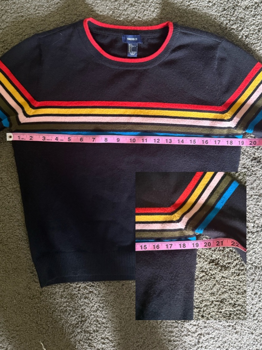 Forever 21 Vintage-Inspired Rainbow Striped Pullover Sweater - L - Picture 2 of 8